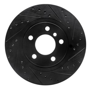 BMW X3 Brake Rotor (1) - Rear Right - R1 Concepts - Drilled & Slotted - Black - `11-`18